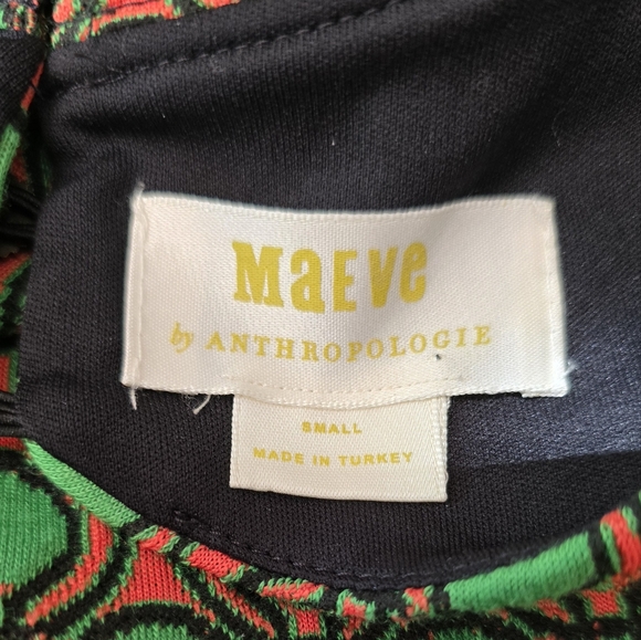 Maeve Anthropologie Mini Shift Dress Green/Orange Mod Jacquard Cutout Back Small - Picture 8 of 9